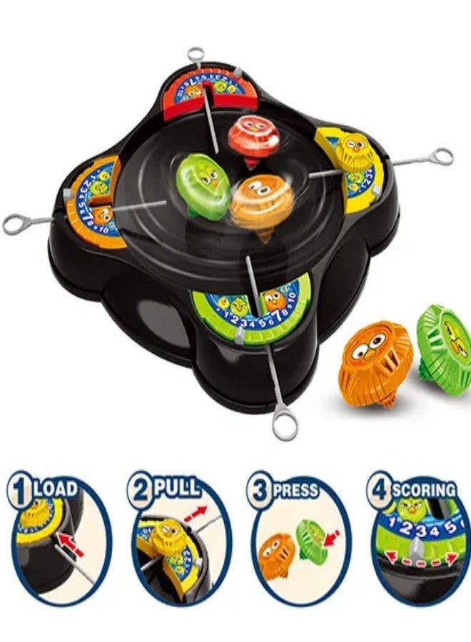 KRIMION 4 Player Spinning Battle Top Game, Gyro Battle Toy with Emoji Launchers, 4 Spinners & Launchers for Kids, 3+ Years - Image 2